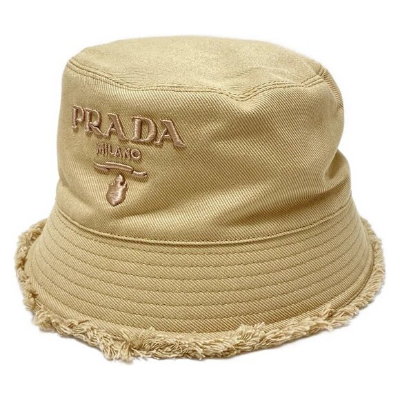 PRADA Bucket Gray Beige Cotton Hat 367-090225 - Picture 2 of 10